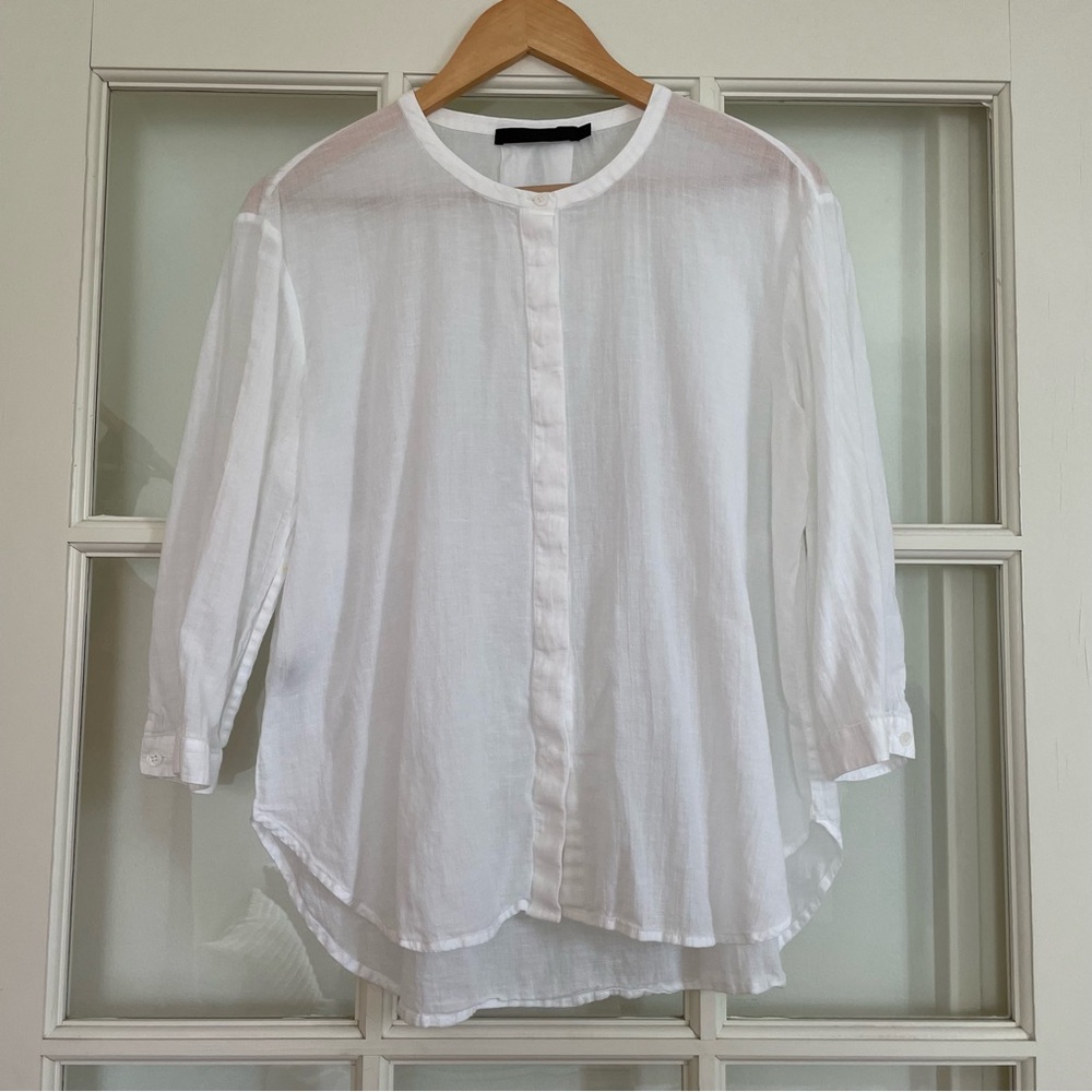 Jenni Kayne white linen cotton blend lightweight blouse medium M